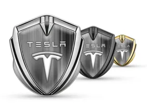 Tesla Emblem Silicon Badge Pro Style Stainless Steel